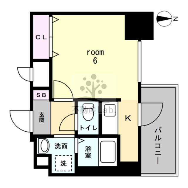スプランディッド難波元町DUE(1K/5階)の間取り写真