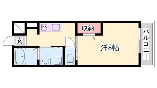 ムーンガーデン(1K/1階)の間取り写真