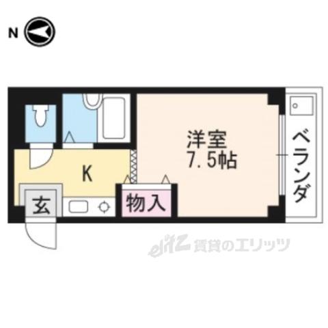 マンションシングル(1K/2階)の間取り写真