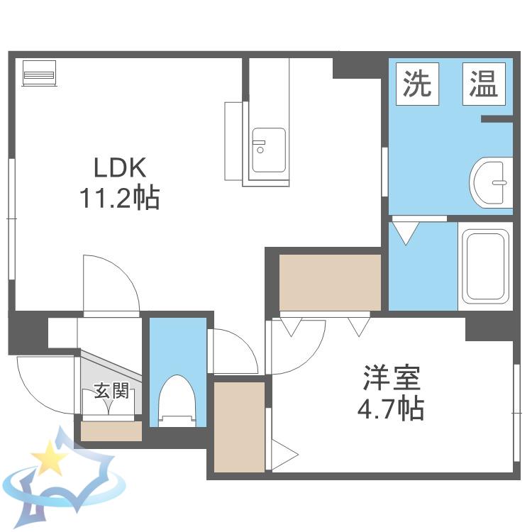 グランシール富士 B(1LDK/1階)の間取り写真