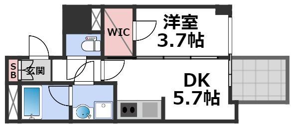 RISING MAISON 本町橋(1DK/10階)の間取り写真
