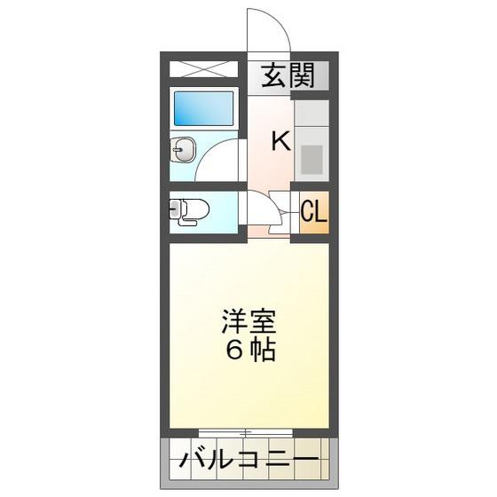 ウエスト(1K/3階)の間取り写真