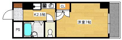 エトノ空港通(1K/4階)の間取り写真