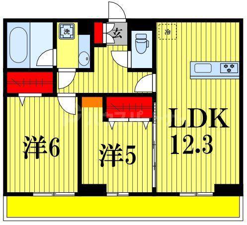 グランディール柏の葉(2LDK/1階)の間取り写真