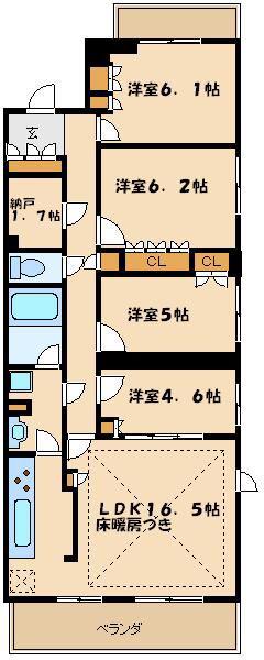 S-FORT横浜青葉台(4LDK/1階)の間取り写真
