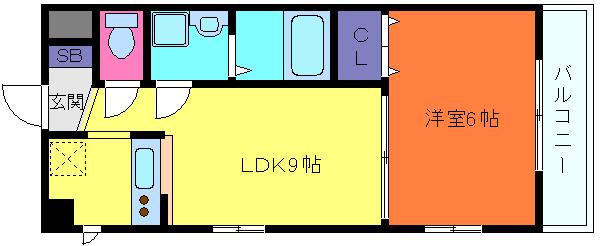 ソレイユ六甲II(1LDK/3階)の間取り写真