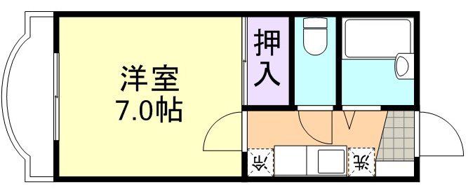 エトワール21船穂A(1K/2階)の間取り写真