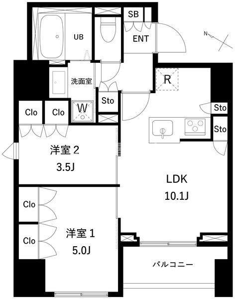 タスキプライムテラス本蓮沼(2LDK/11階)の間取り写真