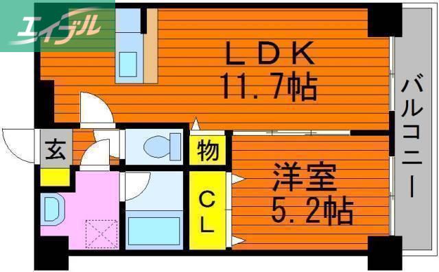 ARCSTAGE表町(1LDK/7階)の間取り写真