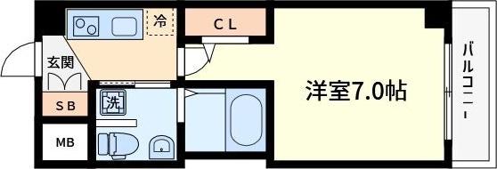 ラシーヌ天王寺町南(1K/3階)の間取り写真