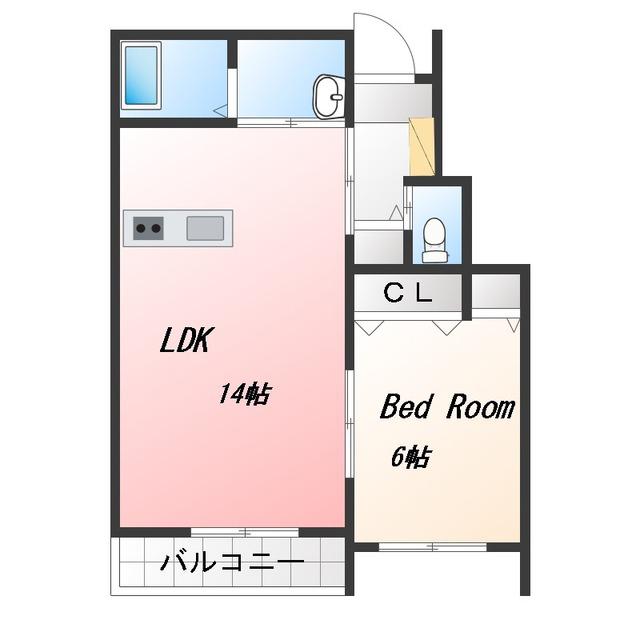 スリーM B(1LDK/1階)の間取り写真