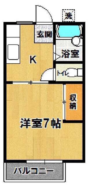 シャンテさくら(1K/2階)の間取り写真