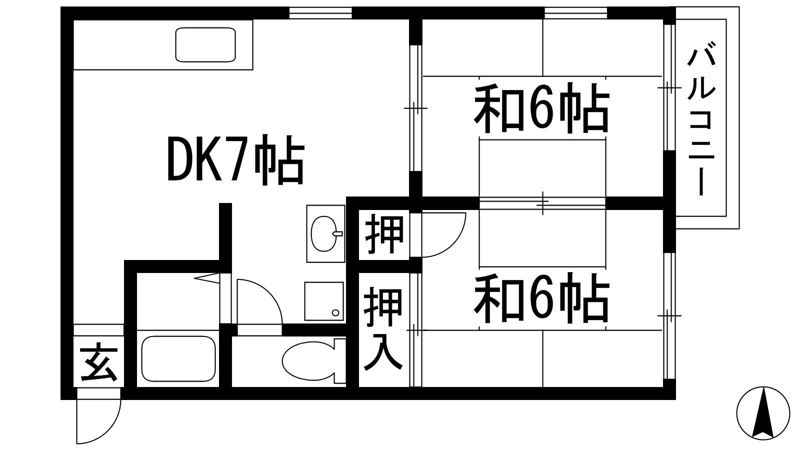 マサゴハイツ7(2DK/2階)の間取り写真