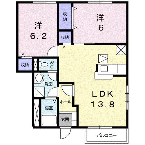 サンブリーゼ東山A(2LDK/1階)の間取り写真