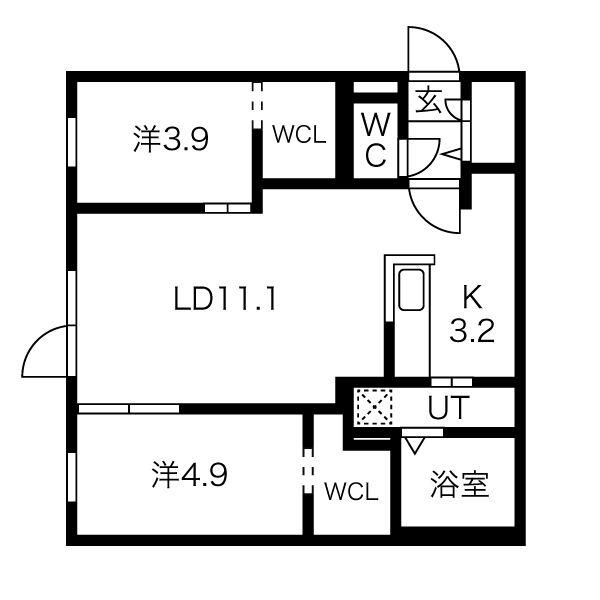 モノリス(2LDK/1階)の間取り写真