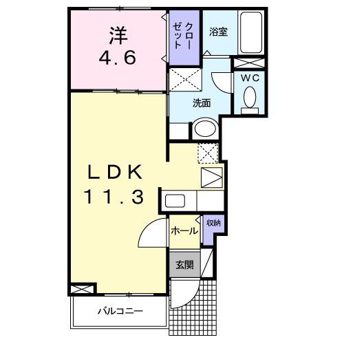 プラム コート(1LDK/1階)の間取り写真