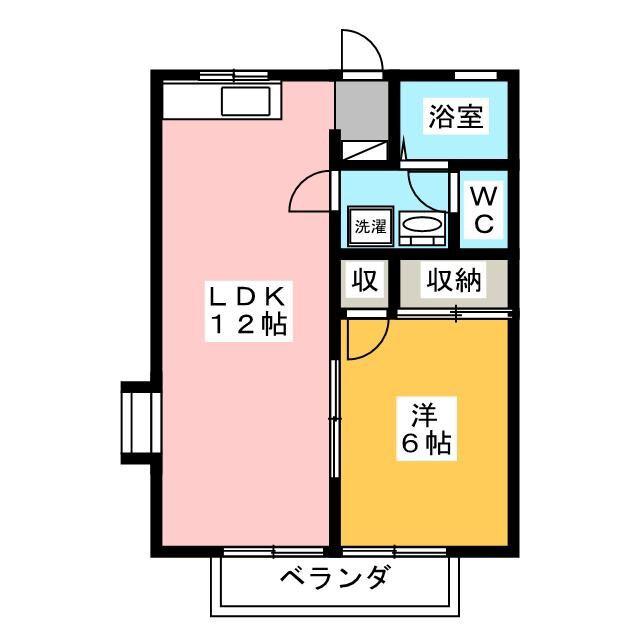 MUヒルズA(1LDK/2階)の間取り写真