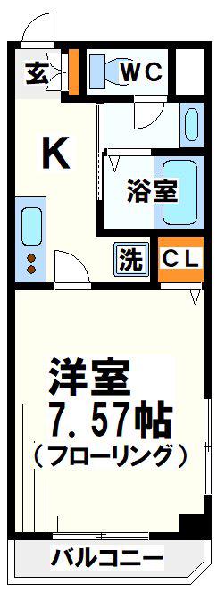 プレジール千歳烏山 弊社管理物件(1K/2階)の間取り写真