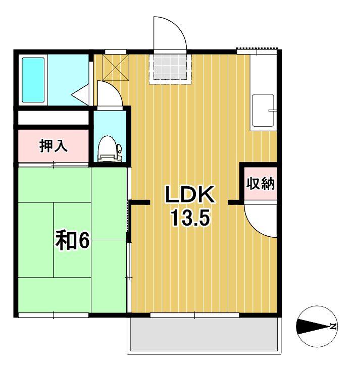 前沢山ハイツ(1LDK/2階)の間取り写真