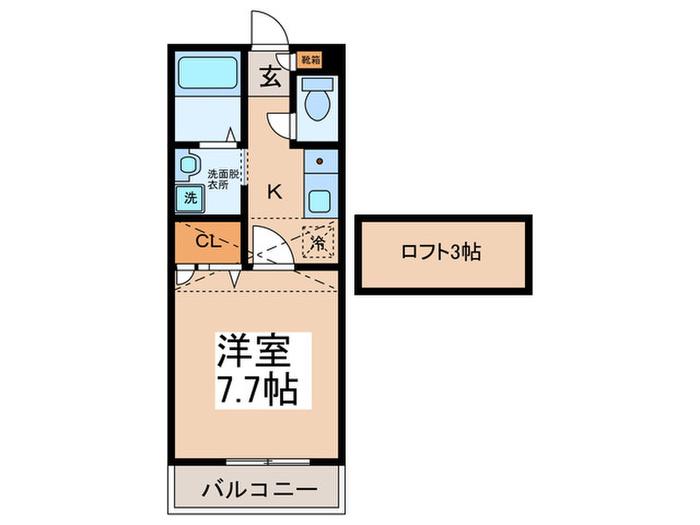 ベルリード津堂(1K/2階)の間取り写真