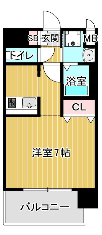プレサンス大阪城公園 ファーストシート(1K/9階)の間取り写真