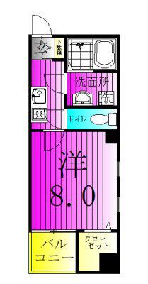 アンプルールフェールスリーズ(1K/1階)の間取り写真