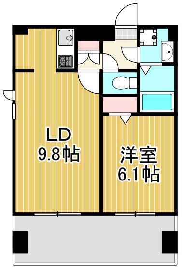 アーバハイツ六町環七北通(1LDK/6階)の間取り写真