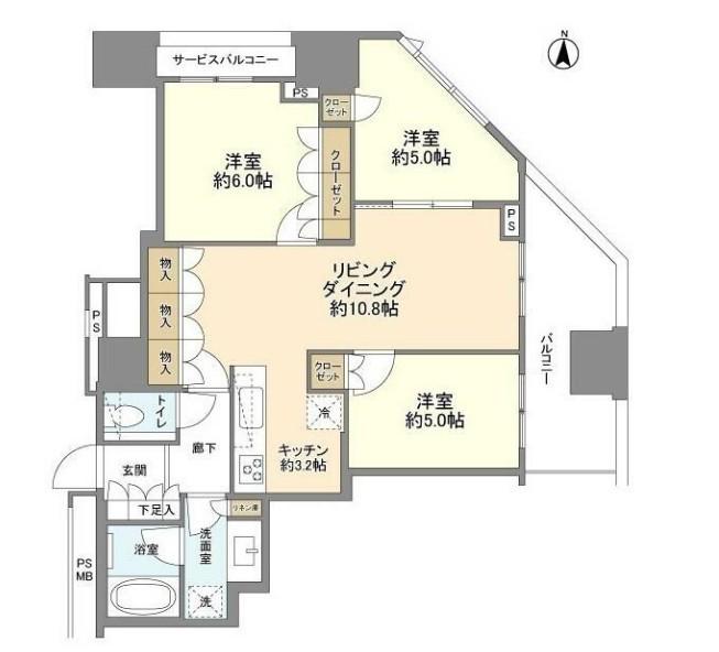 アトラスブランズタワー三河島(3LDK/12階)の間取り写真