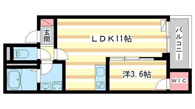 ジーメゾン大和郡山ルクディ(1LDK/3階)の間取り写真