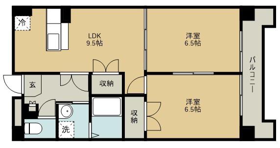リリーマンション1号館(2LDK/8階)の間取り写真