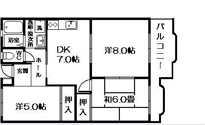 マンションインペリアル(3DK/2階)の間取り写真