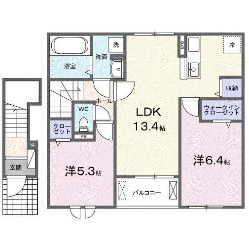 フォルテ.S.S(2LDK/2階)の間取り写真