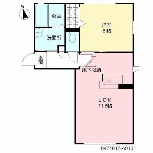 モンポエーム I棟(1LDK/1階)の間取り写真