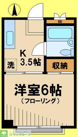 ドミールK(1K/2階)の間取り写真