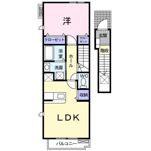 フレグランス一番館(1LDK/2階)の間取り写真