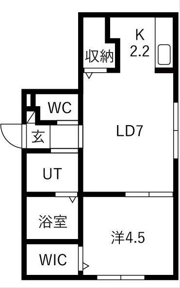 プラティーヌ月寒東(1LDK/2階)の間取り写真