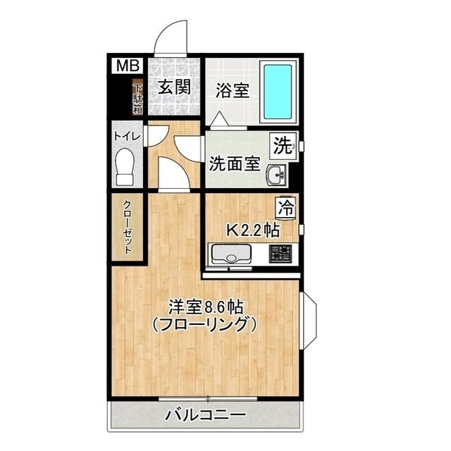AQUA(1K/1階)の間取り写真