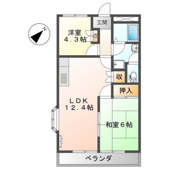 エクセレンス東野(2LDK/2階)の間取り写真