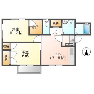 シャーメゾンU(2DK/1階)の間取り写真