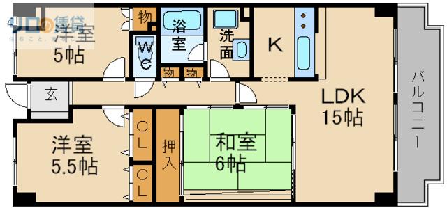 エミグラント野里(3LDK/1階)の間取り写真