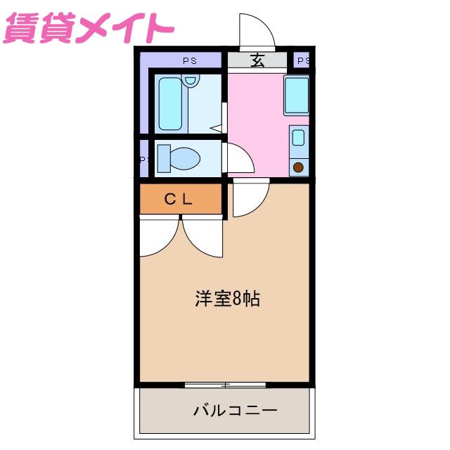 グランハイツ日野(1K/2階)の間取り写真