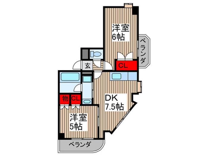 SEPIA TOWER(2DK/6階)の間取り写真