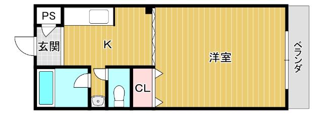 フジハイツ(1K/2階)の間取り写真