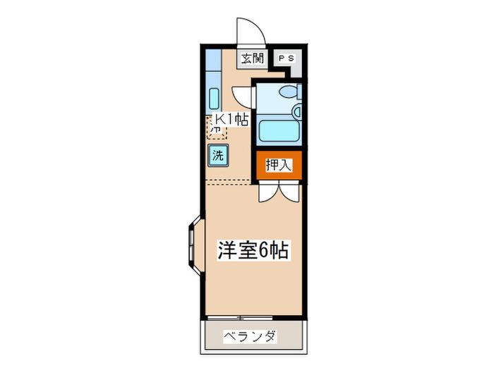グリーンシーズ(1K/2階)の間取り写真