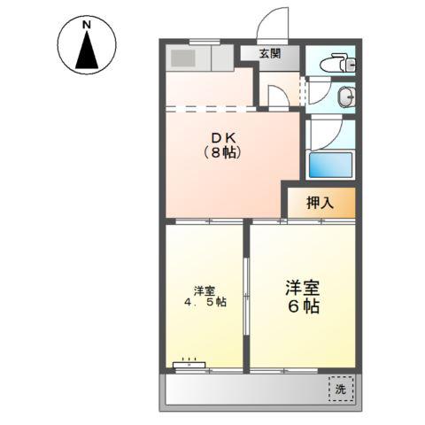 サンハイツNAWA A・B(2DK/1階)の間取り写真