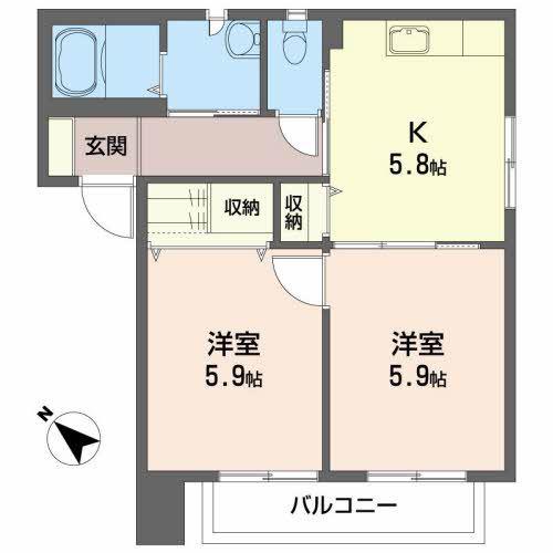 ガーデンハイツ(2K/2階)の間取り写真