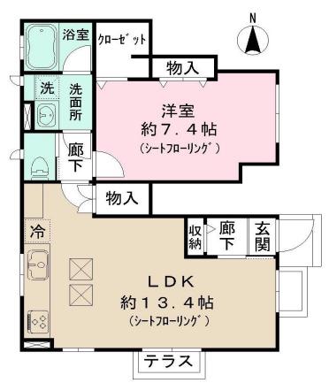ロサ・テラス(1LDK/1階)の間取り写真