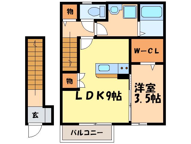 ソフィアコートA棟(1LDK/2階)の間取り写真