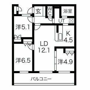 アクレール小笹南坂(3LDK/2階)の間取り写真