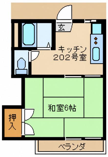 ファミール川崎(1K/2階)の間取り写真